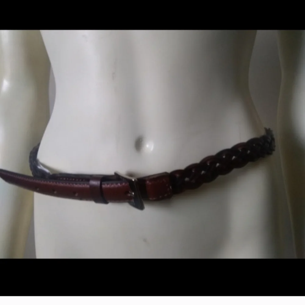 Women's Sonoma Goods For Life Solid & Braided Leather Belt COGNAC BLK SZ SMALL